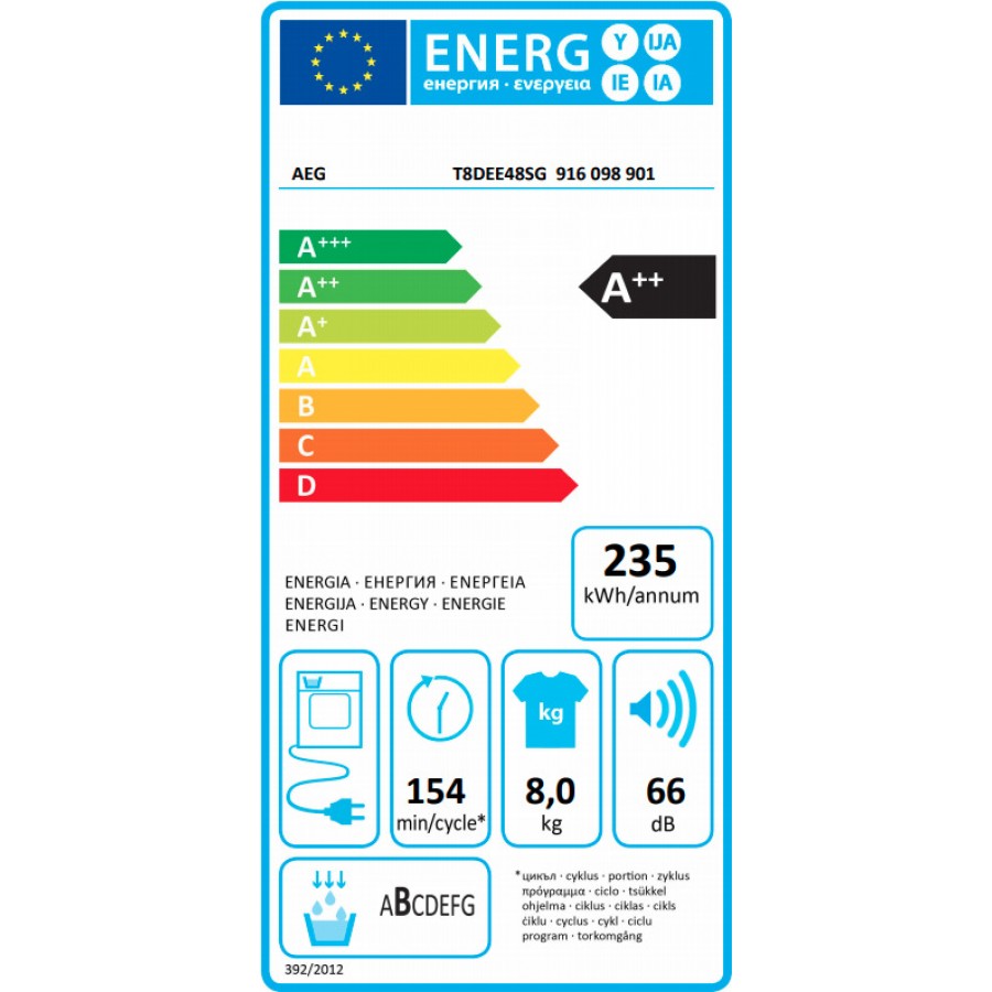 AEG T8DEE48SG Στεγνωτήριο 8kg A++ με Αντλία Θερμότητας AEG T8DEE48SG Στεγνωτήριο 8kg A++ με Αντλία Θερμότητας