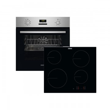 Zanussi ZOHEC2X2 + ZHRN641K Φούρνος άνω Πάγκου 65lt με Κεραμικές Εστίες Π59.4εκ. Inox