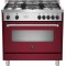 La Germania AMN96 5 G VI T GN Κουζίνα Φυσικού Αερίου & Ρεύματος 115lt με Εστίες Φυσικού Αερίου Π89.7εκ. Κόκκινη