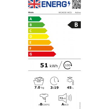 Miele WCA 030 WCS Active Pwash Πλυντήριο Ρούχων 7kg 1400 Στροφών