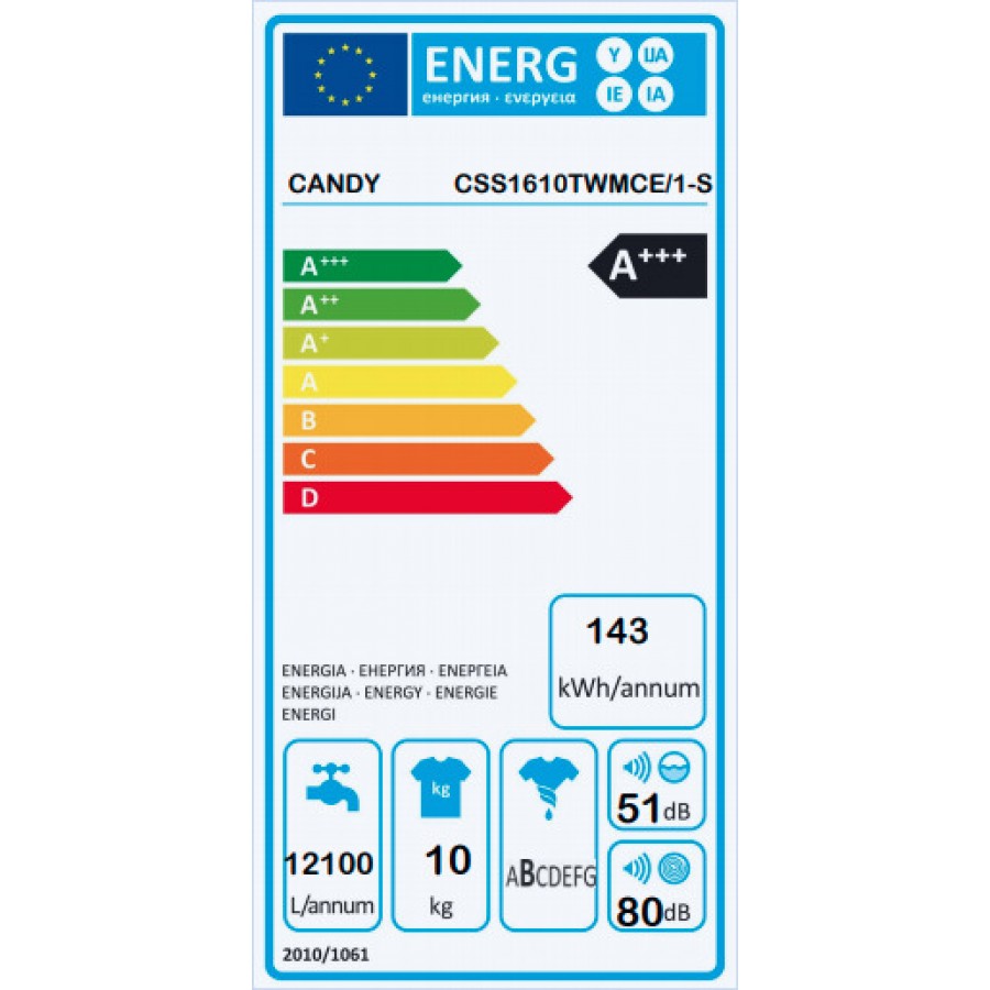 CANDY CSS1610TWMCE/1-S Πλυντήριο Ρούχων 10kg A+++ CANDY CSS1610TWMCE/1-S Πλυντήριο Ρούχων 10kg A+++